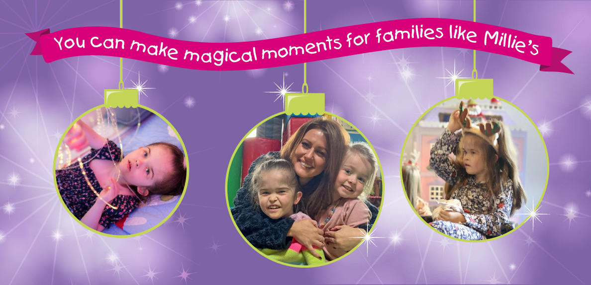 Baubles with pictures of Millie and her family at Christmas